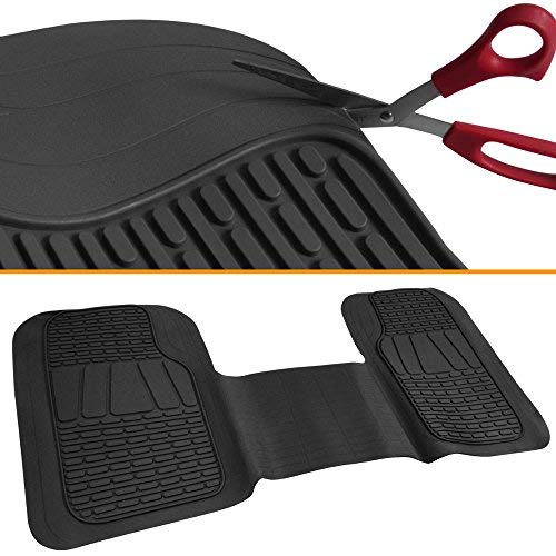 Motor Trend FlexTough 3-Row Heavy Duty Rubber Floor Mats & Liners Mega Truck/SUV/Van Combo - Heavy Duty All Weather Protection, Universal Trim to Fit, Black - color: Black