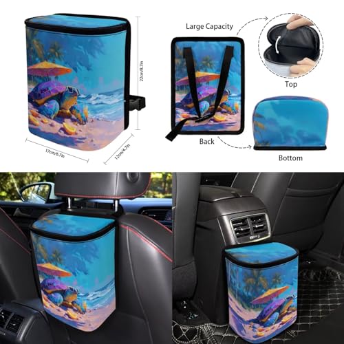 Forchrinse 15Pcs Hawaiian Sea Turtle Car Seat Cover Set with Steering Wheel Cover Armrest Shoulder Pads Handbrake Gear Cover Garbage Can Universal Women Auto Interior Accessories - color: Hawaiian Sea Turtle
