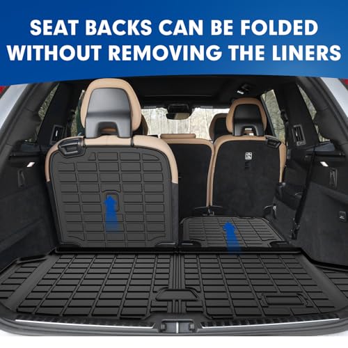 Mixsuper Cargo Liner for Volvo XC90 2016-2024 2025 2026, All Weather Trunk Mat Backrest Mat TPE Back Seat Cover Protector for XC90 Accessories - size: 16-26 |XC90| Cargo & Backrest Mat