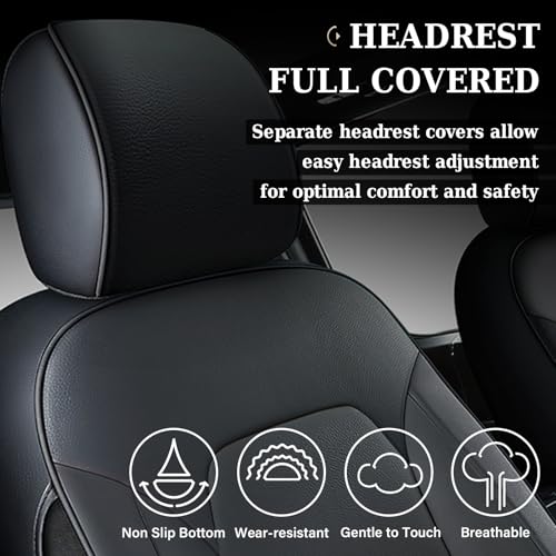 Coverado Front Seat Covers for Ford F150, Leather Auto Seat Cover Fit 2015-2026 F150, 2017-2026 F250 F350 F450 (Black)