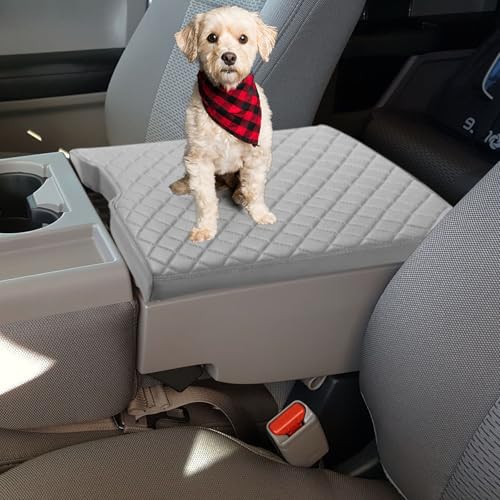 Zxiaochun Center Console Cover for Ford F150 2015-2026 & F250 F350 F450 2017-2026 Leather Arm Rest Box Lid Middle Console Armrest Protective Cover Accessories(40/20/40 Jump Seat Console Only)(Gray) - color: Gray