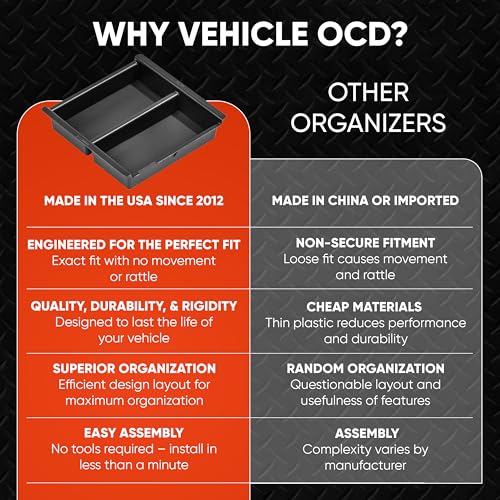 Vehicle OCD - Center Console Organizer Tray for Toyota Tacoma (2016-2023) - Made in USA - SLX126 - size: 2016-2023, style: Tray