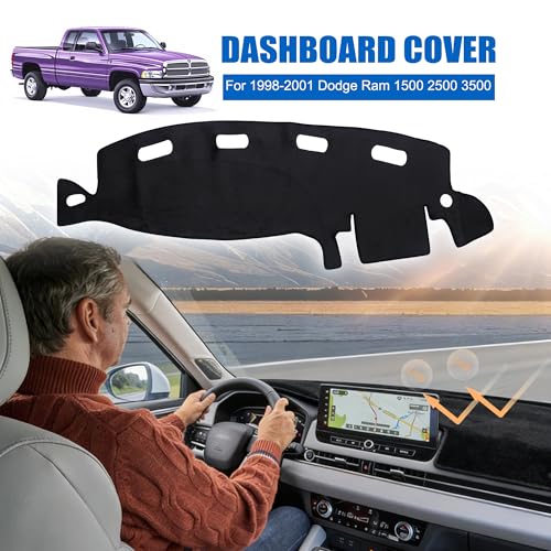 YYCKE Dash Cover Mat Custom Fit for 1998-2001 Dodge Ram 1500 2500 3500 Accessories Dashboard Pad Carpet Protector - size: Dodge Ram 1500 2500 3500 1998-2001