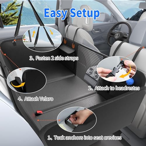 Back Seat Extender,Dog Car Seat Cover with Hard Bottom,Waterproof Dog Hammock for Car Pet Backseat Protector,Anti Scratch, Easy to Clean Holds 400lbs (Hammock with Bed Mat) - size: Cover with Mat