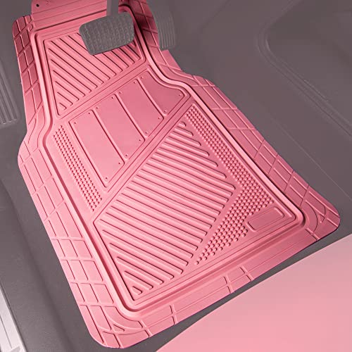 CAR PASS Heavy Duty Rubber Floor Mats 4-Piece,Pink Car Mats Full Sets Anti-Slip,Waterproof Universal Trim-to-Fit for Car SUV Truck, Durable All Weather Automotive Car Mats for Women,Girly(All Pink)
