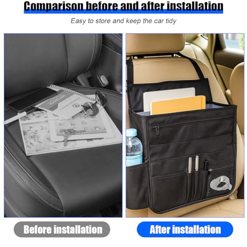 Car Front Seat Organizer, Multi-Pocket Vehicle Hanging Passenger Back Seat Storage Bag with Adjustable Straps, Automotive Interior Storage Organizer, Universal for SUV RV Truck