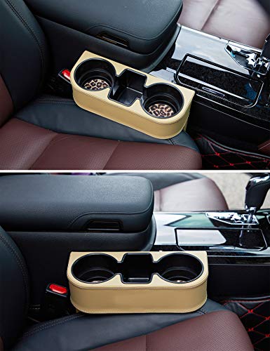 Car Seat Organizer Cup Drink Holders,Multifunctional Gap Filler Storage Box,Insert Organization Helps Reduce Distracted Driving&Holds Phone Mount Mug Bottle Cellphone Coaster Wallet Card (XBD-Beige) - color: XBD-Beige