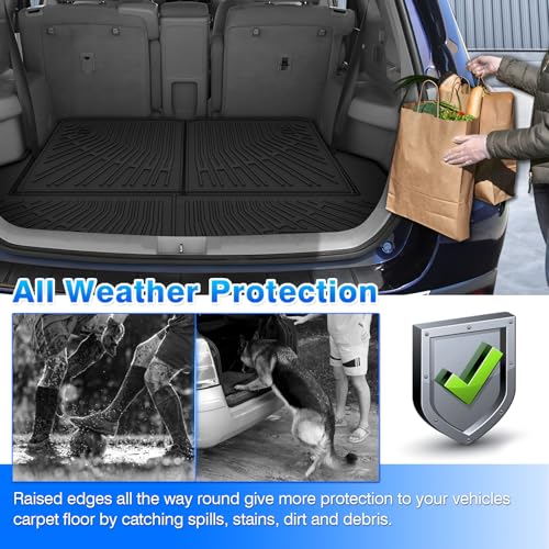 Highlander Cargo Liner - Trunk Mat for Toyota Highlander (Non-Hybird) 2008-2013, All Weather Cargo Mat for Highlander Accessories, Heavy Duty Car Mats, Car Accessories - size: 2)Toyota Highlander 08-13