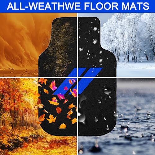 Dodge 4Pcs Car Floor Mats for Charger Durango Challenger Journey Non-Slip All Weather Waterproof Skin-Friendly Front & Rear Protector Liners Pad Polypropylene Material Blue Trim - color: Blue Trim