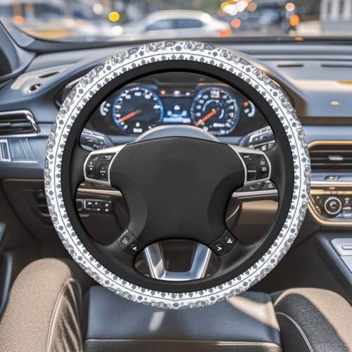 Steering Wheel Cover Accessories Neoprene Cover Non-Slip Breathable Easy to Install Suitable for Women Men Girls for Car SUV Van Truck Universal 14.5-15.5 Inch Blue Elephant - color: Blue Elephant