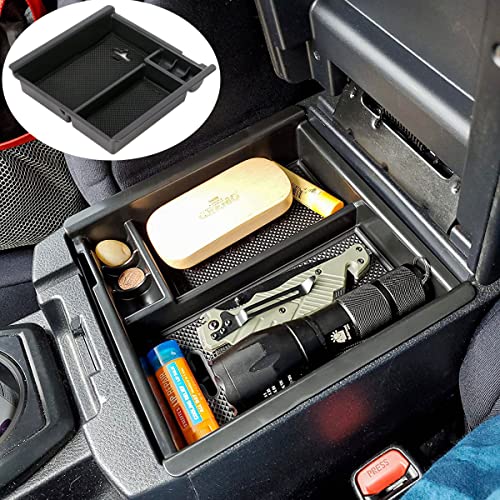 Center Console Accessory Organizer Compatible with Toyota Tacoma 2016-2019 2020 2021 2022 2023 ABS Material Armrest Box Insert Tray (Black Trim)