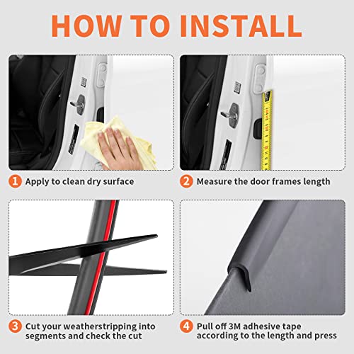 26 Feet Rubber Edge Trim Weather Stripping, BISOTHAI Self-Adhesive Rubber U Channel Edge Trim for Car Doors, Hatches, and Glass, Steel Plates, Easy Cut to Size(Black) - size: 26Ft