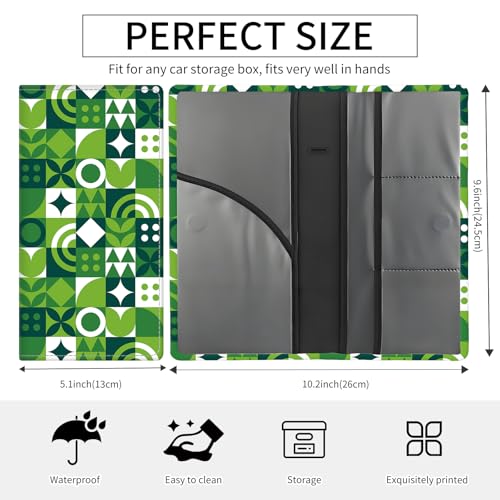 Premium Car Registration and Insurance Card Holder, Cute PU Leather Car Document Holder, Vehicle Glove Box Car Organizer with Magnetic Closure for Driver License, Cards Green Checkerboard - color: Green Checkerboard