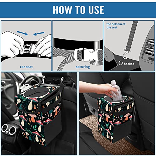 Car Trash Can – Multi-Purpose, Lightweight and Portable with Durable Water-Resistant Coating, No Installation Required, Practical and Ample Capacity, Variety of Colors.Mushroom