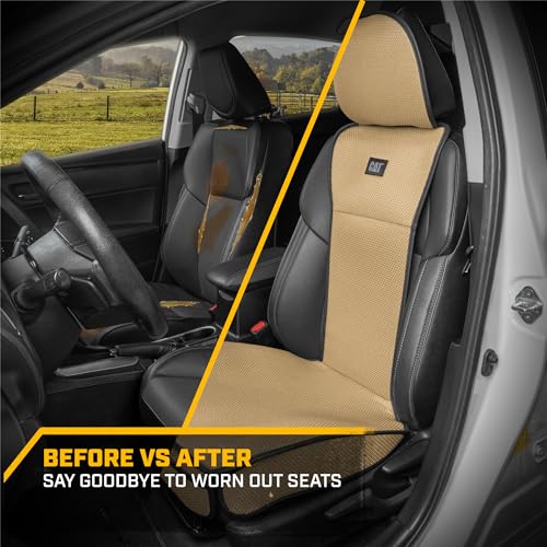 Caterpillar AeroMesh Car Seat Covers Cushions, Breathable Full Coverage Universal Front Seat Protectors Mesh Seat Cushions for Car Cushions, Fits Most Vehicles (2PC)