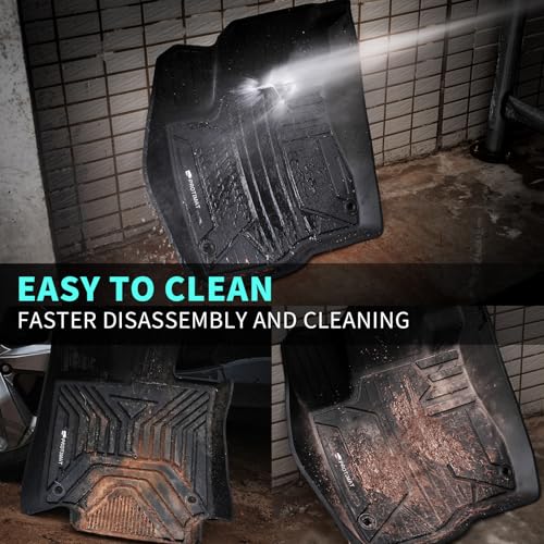 Double Layer Floor Mat Custom Fit Tacoma 2024 2025 2026, All Weather TPE Floor Mats with Carpets for Toyota Tacoma Front Row, 2-pc Cargo Liner(Black) - color: Front Row Mats & Carpets(Black)