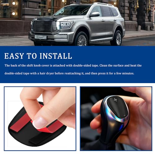 Auto Gear Shift Knob Cover Sticker, Stainless Steel Car Center Control Gear Lever Cover, Car Self-adhesive Sticker Accessories for Chevy Equinox 2018-2020 Chevy Cruze (Black Titanium Brushed) - color: Black Titanium Brushed