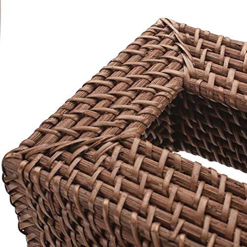 Rattan Tissue Box Cover Natural Woven Facial Napkin Holder Square (Honey Brown, 5.5x5.5x5.9 Inch) - color: Honey Brown