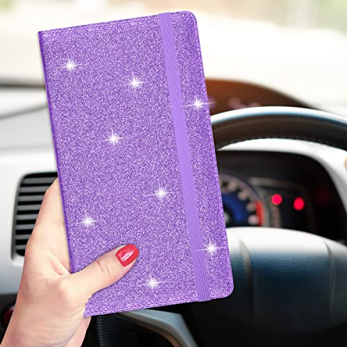 Wisdompro Car Document Holder Organiser, PU Leather Vehicle Insurance and Registration Holders Wallet Case for ID Card, Driving Licence, Key Contact Information Cards - color: Glitter Purple