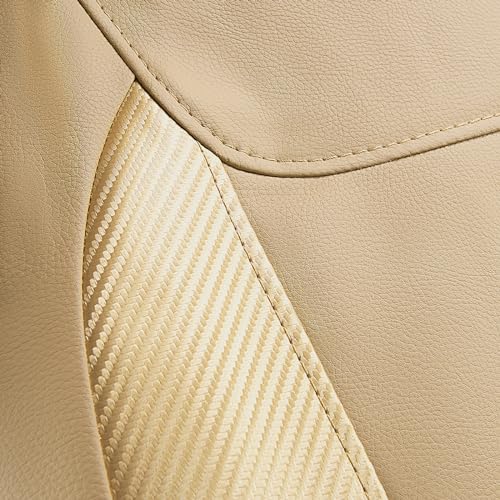 Flying Banner car seat Covers Protects Water Proof Faux Leather Carbon Fiber Fronts Golden Beige (Beige Golden, Front Pair) - color: Golden Beige, size: Front Pair -- 2PCS