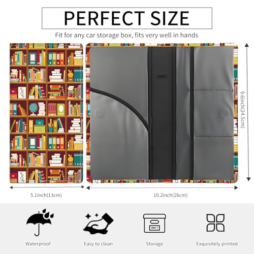 Premium Car Registration and Insurance Card Holder, Cute PU Leather Car Document Holder, Vehicle Glove Box Car Organizer with Magnetic Closure for Driver License, Cards Cute Bookshelf - color: Cute Bookshelf