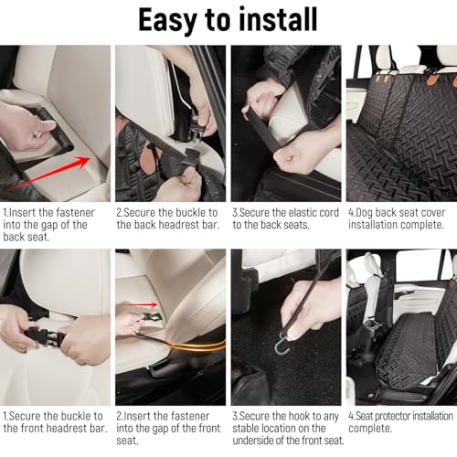 Dog Car Seat Cover for Back Seat,Back Seat Pet Cover for Dogs,Waterproof Scratchproof Rear Bench Seat Cover Protector (Black, L)