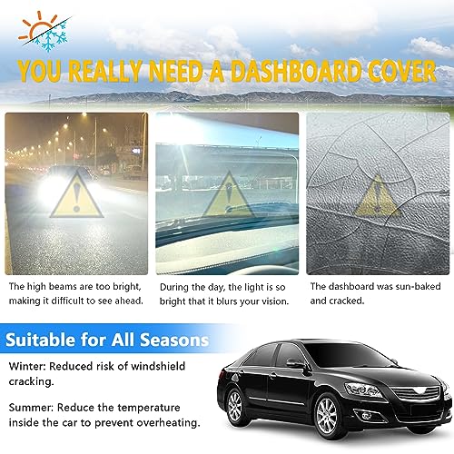 Dashboard Cover Suitable for Toyota Camry 2007 2008 2009 2010 2011 Car Dashboard Cover Sun Visor Mat Non-Slip Polyester Dashboard Accessories (Black) - size: 2007-2011 For Toyota Camry