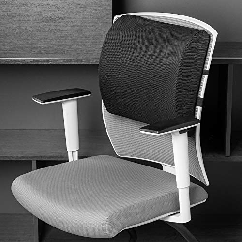 Amazon Basics Rectangular Memory Foam Back Support Cushion for Office Chairs, Non-Slip Base for Long Sitting, Black - size: Back Support Cushion, style: Memory Foam