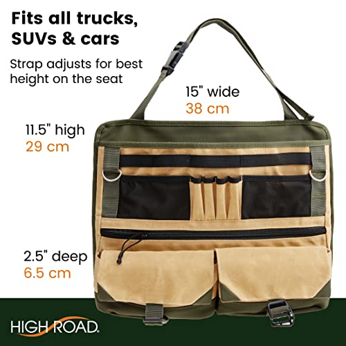 High Road Front Seat Organizer with Laptop Sleeve, Filing, Electronic and Work Supply Compartments, 12 pocket Car Office Passenger Seat Organizer - size: 12-pocket