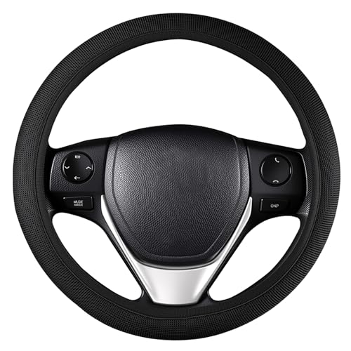 Black Mesh Steering Wheel Cover, Universal 15 inch, Elastic Stretch Microfiber Breathable Ice Silk Cover, Anti-Slip, Odorless, Sweat Absorption, Warm in Winter and Cool in Summer - color: Mesh Black