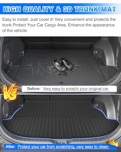 Rav4 Cargo Liner - Trunk Mat Fits for Toyota Rav4 2019-2025 (Include Hybrid), All Weather Cargo Mat with Backrest Mat for Rav 4 Accessories, Heavy Duty Car Mats, Car Accessories - size: 2)Toyota RAV4 19-25