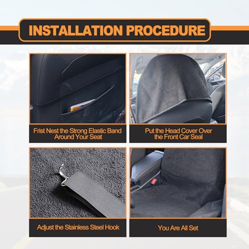 KEVWR Car Waterproof Towel Front Seats Seat Covers, Washable Seat Protector, Fit Beach Swimming Outdoor Sports, Compatible with Most Cars Trucks Suvs Car (Black) - color: Black