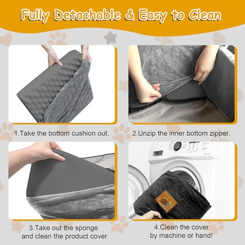 Dog Car Seat for Small/Medium Dogs, Memory Foam Dog Booster Seat, Travel Safety Per Car Seat with Washable Removable Cover, Storage Pockets, up to 35 lbs(BlackGray) - color: Black/Gray