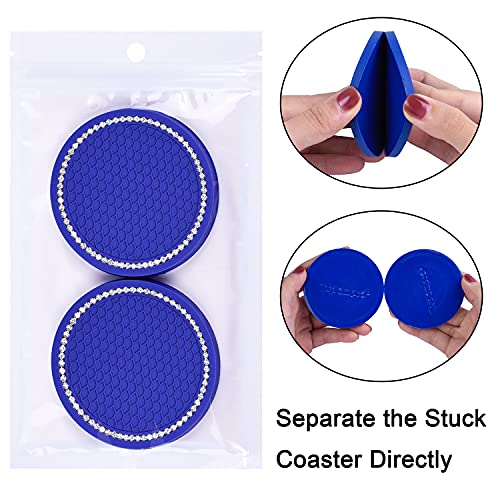Bling Car Coasters, Wisdompro 4 Pack PVC Car Cup Holder Insert Coaster - Anti Slip Universal Vehicle Interior Accessories Crystal Glitter Cup Mats for Women and Men (2.75" Diameter, Blue) - color: Blue