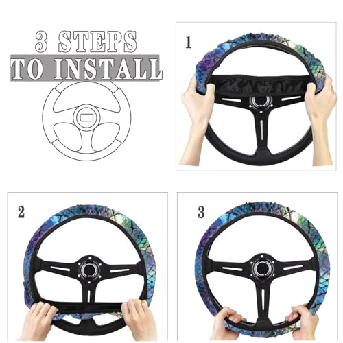 AFPANQZ Auto Steering Wheel Covers Comfort Anti-Slip Safety Stretch-on 14-15 inch, Colorful Snake Skin Easy Fix Machine Washable Steering Wheel Protection - color: Colorful Snake Skin