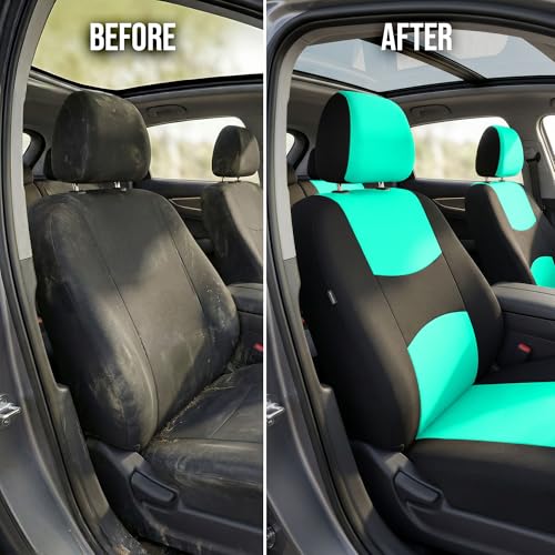 FH Group Flat Cloth Full Set Car Seat Covers Three Row 7 Seater - Universal Fit for Cars, Trucks & SUVs Mint - color: Mint