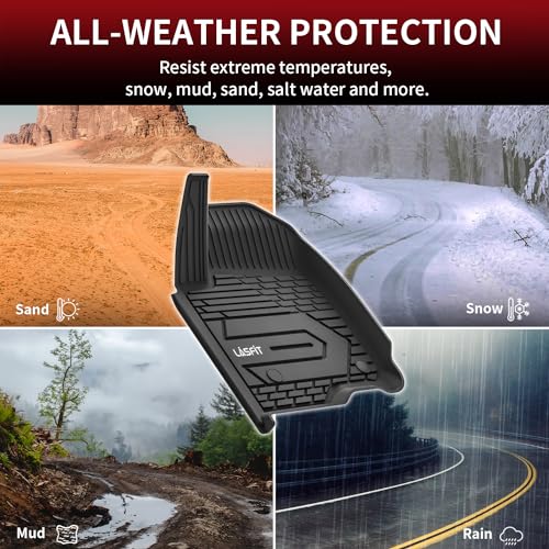 LASFIT Front Floor Mats 2019-2026 for Chevrolet Silverado/GMC Sierra 1500, Crew Cab/Double Cab, 2020-2026 Chevy Silverado/GMC Sierra 2500HD 3500HD, All Weather TPE Floor Liners, 1st Row Only - size: 2019-2026 1500 2500HD 3500HD | Crew Cab/Double Cab