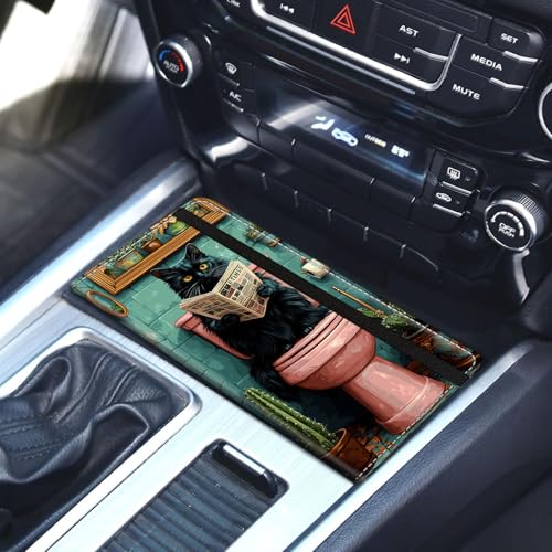 Car Registration and Insurance Holder for Women Men,Automobile License Document Card Holders Vehicle Glove Box Organizer Leather Accessories Driver Essential,Black Cat Reading Newspaper - color: Black Cat Reading Newspaper