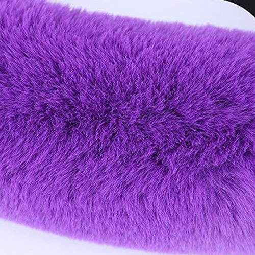 Pinbola 5pcs in 1 Set Faux Wool Steering Wheel Cover Soft Fluffy Handbrake Cover & Gear Shift Cover & 2pcs Seat Belt Shoulder Pads Warm Universal Fit for 15 Inch (Purple) - color: Purple