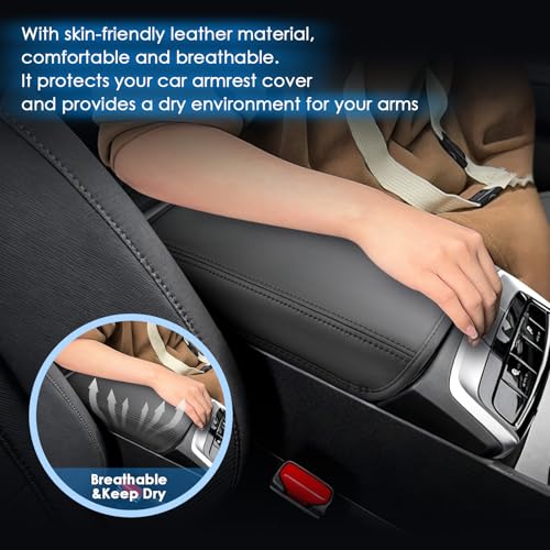 2022-2025 2026 Santa Cruz Center Console Cover for Hyundai Santa Cruz (SE/SEL/Night/SEL Premium/SEL Activity/XRT/Limited), Waterproof &Comfy Leather Armrest Cover 2026 Santa Cruz Accessories - color: (for Santa Cruz) - Leather