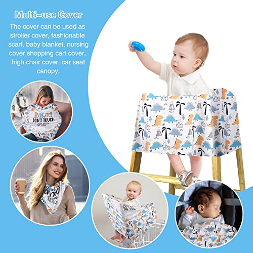 Metplus Car Seat Cover Baby, No Touch Sign Carseat Canopy, Nursing Breastfeeding Covers, Stretchy Universal Fit, Multi-Use for Stroller/Shopping Cart/High Chair, Gender Neutral Shower Gift - color: Dinosaur