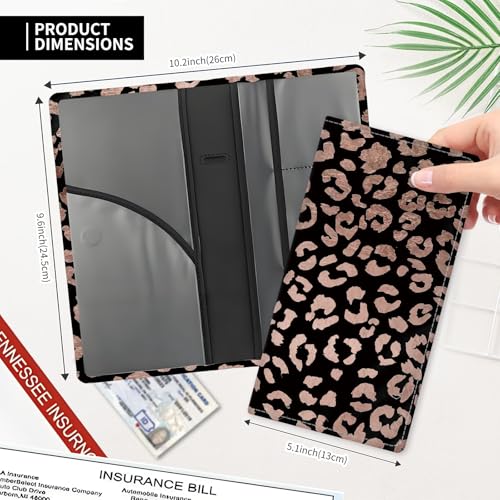 Leather Car Registration and Insurance Card Holder, Cute Car Accessories Vehicle Glove Box Car Organizer for Documents, Cards, License Cute Snow Leopard - color: Cute Snow Leopard