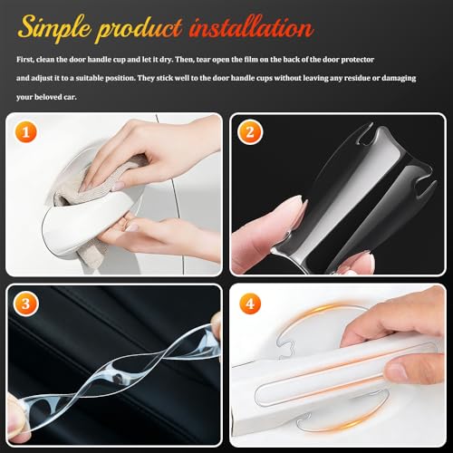 8PCS Car Door Protector, Car Door Handle Protector, Universal Anti-Scratch Guard Stickers, Auto Accessories Rearview Anti-Collision Bumper Trim Guard Sticker Fit for SUVs, Trucks, Sedans