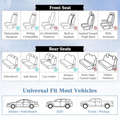 Coverado Seat Covers, Car Seat Cover Front Seats, 2-Pack Luxury Faux Leather Car Seat Covers, Waterproof Car Seat Protector, Black Seat Cover Front Seat Cover Universal Fit for Most Cars, Black&Red