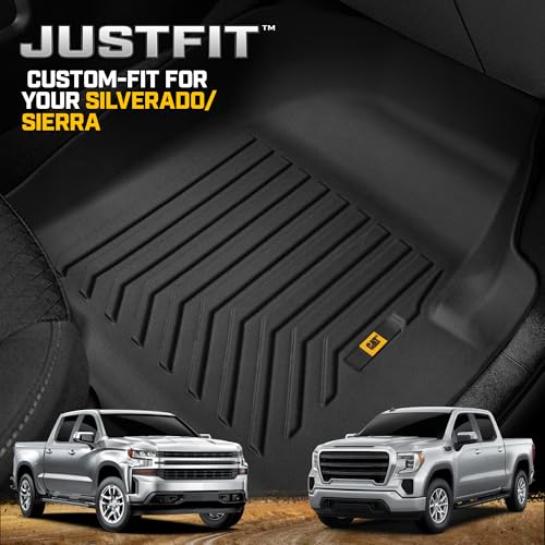 CAT® JustFit™ 3D Custom Fit Floor Mats Chevrolet Silverado 1500/GMC Sierra 2019-2026, Chevy Silverado 2500HD/3500HD Crew Cab/GMC Sierra 2500HD/3500HD Crew Cab 2020–26 Floor Liner Laser Measured Front - style: Chevy Silverado (2019–2026) / GMC Sierra (2020