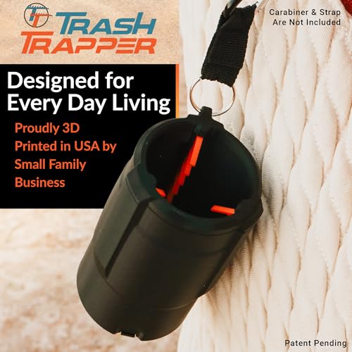 Trash Trapper Car Trash Can Cup Holder | Mini Car Trash Can | Fits in Most Doors | 5.1" x 2.9" | Traps More & Empties Less, Patent-Pending Compaction, Gifts for Men, Black/Grey