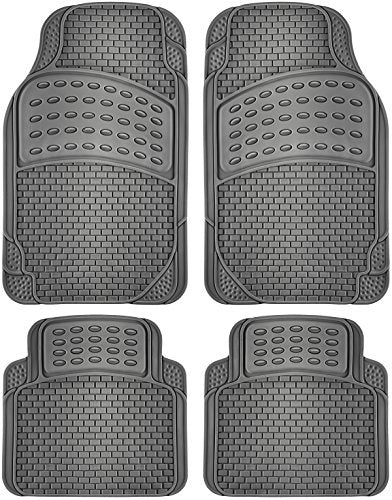 OxGord Universal Fit 4-Piece Full Set Eagle Heavy Duty Rubber Floor Mat - (Gray)