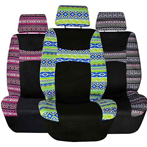 FH Group Car Seat Covers Full Set Southwestern Print Cloth - Universal Fit Automotive Seat Covers, Low Back Front Seat Covers, Solid Back Seat Cover, Washable Car Seat Cover for SUV, Sedan Lavendar - color: Lavender, style: Full Set Combo