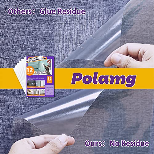 Anti-Cat Scratch Furniture Protector-12-Pack –Single-Sided, Heavy-Duty Self-Adhesive Tape, No-Residue for Couch, Doors & Walls - with 52 Twist Pins - size: 12P + 52 pins