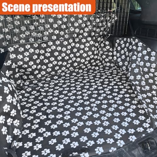 SUV Cargo Liner for Dogs, Heavy Duty Waterproof Oxford Cloth Pet Trunk Protector Mat, Non-Slip Washable Dog Cargo Cover, Universal Vehicle Pet Travel Accessories for Cars/Trucks(Paw) - size: Paw